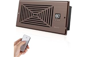 BIOWIND Quiet Register Booster Fan Fits 4" x 10" Register Holes, 10-Speed Smart Heating Cooling AC Vent Fan with Remote Control and Thermostat Control - Bronze