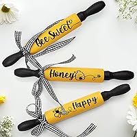 Bee Mini Rolling Pins, Farmhouse Style Kitchen Tiered Tray Decor Rae Dunn Inspired Coffee Bar Yellow & Black Honey Bee…
