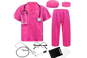 ZZIHAN Doctor Scrubs Set,Doctor Kit for Kids,Doctor Costume With Pretend Play Playset for Kids 3-12Years