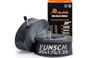 YUNSCM 2-PCS 20" Heavy Duty Bike Tubes 20x1.75/1.95/2.25 TR4A-40L Schrader Valve (45/57-406) 20" Bicycle Tubes Compatible wit