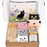 Cat Lover Gifts for Women, Cat Gifts for Women, Cat‘s Themed Gift for Christmas Mother's Day Birthdays, Funny Gift for Cats Lovers for Crazy Cats Lady Mom Daughters with Glass Cup Scented Candle Socks