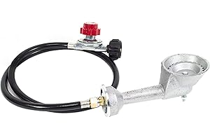 GAS ONE GasOne 50200+2109 High Pressure Cast-Iron Round Burner Head with Brass Fitting O, Regulator & Hose