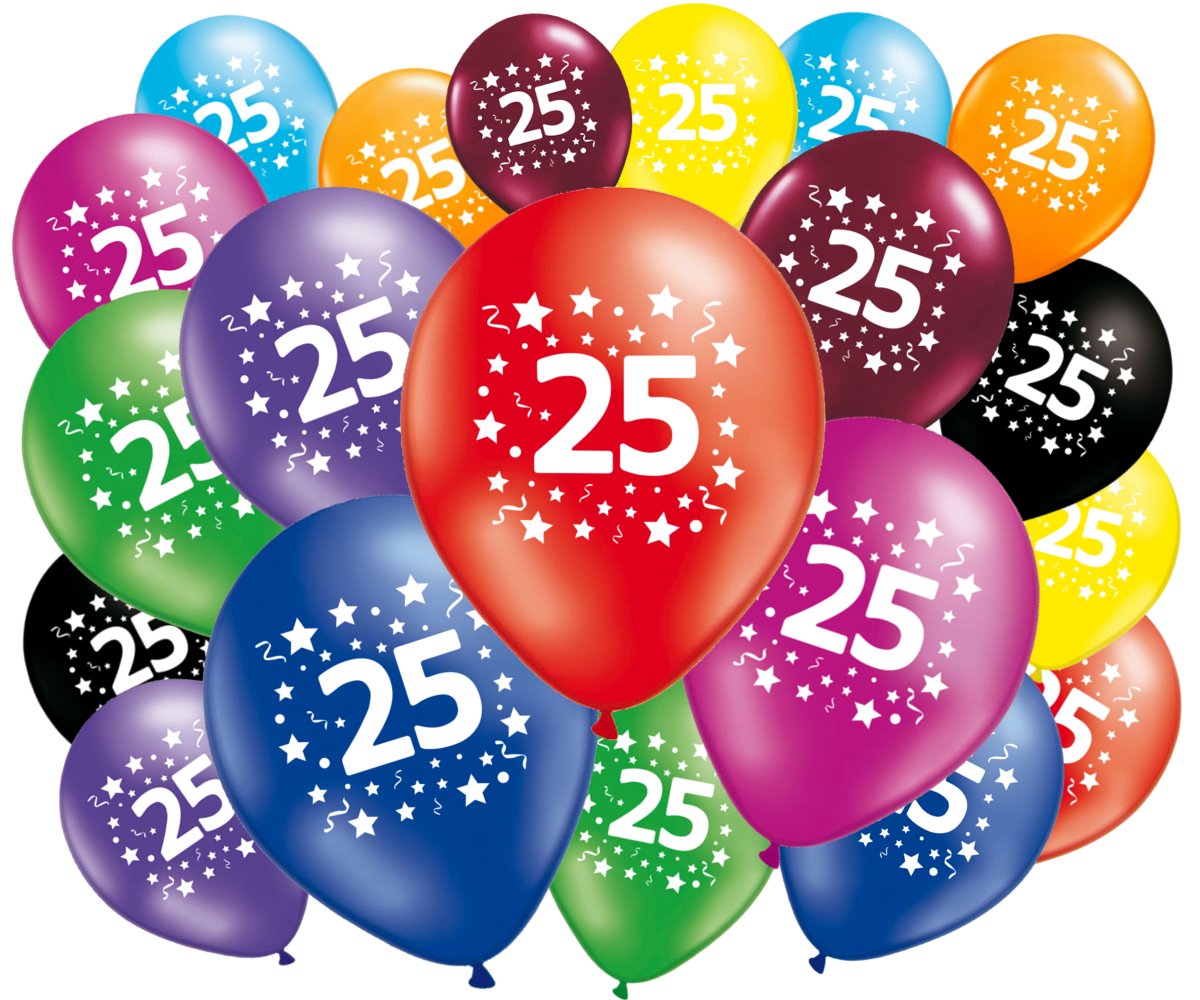 Pack of 20 Birthday Balloons, Age 25