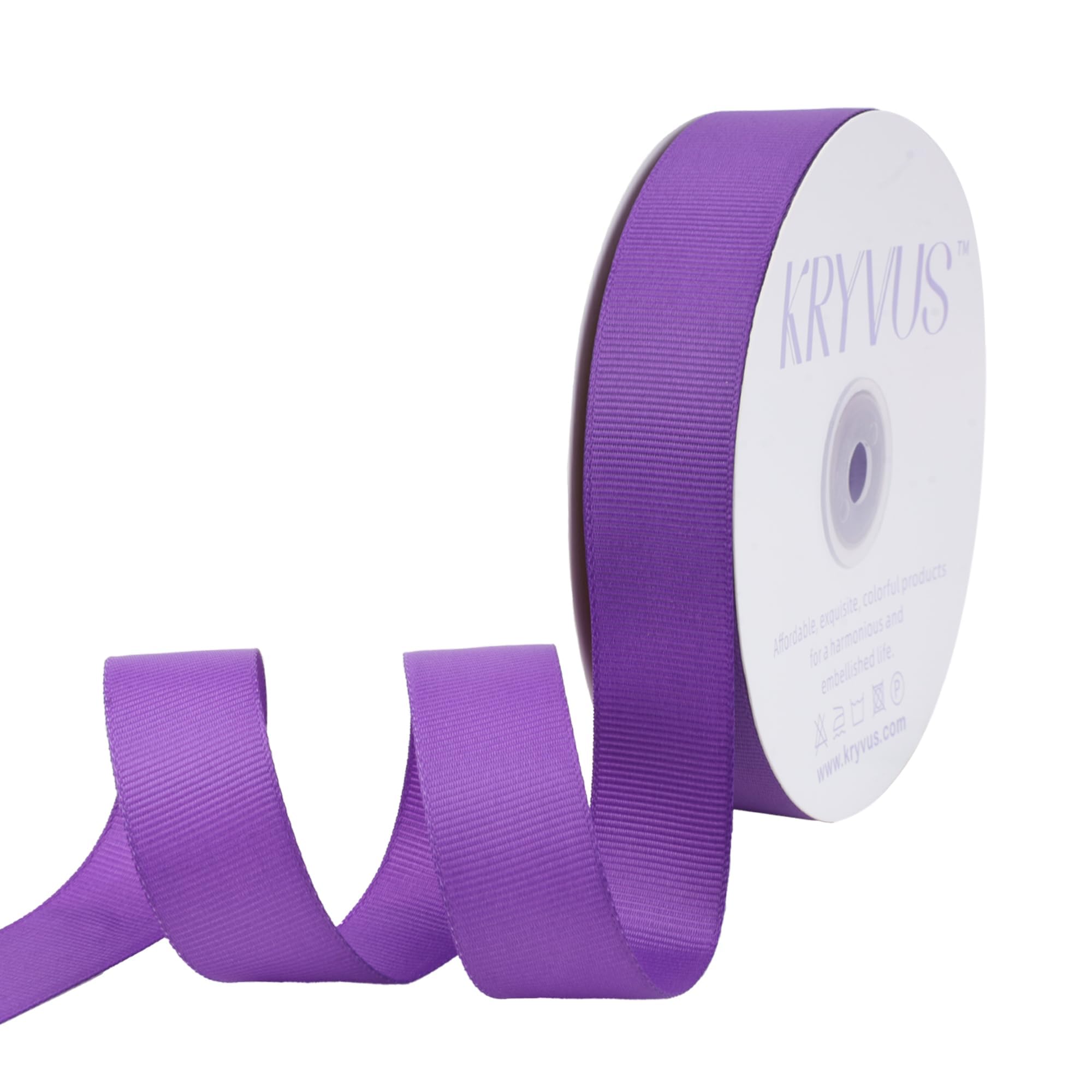 Kryvus Grosgrain Ribbon, Purple Ribbon 25mm x Continuous 45 Metres, Purple Grosgrain Ribbons Perfect for Gift Wrapping, Crafts, Sewing, Wedding Decor, DIY Hair Accessories and More