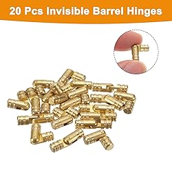 uxcell 20Pcs Invisible Barrel Hinges, 5x19mm Brass