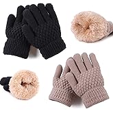 JANGANNSA Cold Weather Kids Gloves Warm Knitted Children Magic Glove With Fleece Lining Winter Gloves For Boys Girls