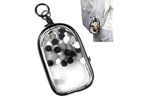 ZZFENGKR Clear Figures Display Bag, Portable Figures Storage Bag with Keychain, Mini Doll Hanging Blind Box, Single Zipper Closure Dustproof Collectibles Case for Mini Figures, Dolls (Black, Semicircle)