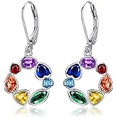 CUPENDA Chakra Earrings Sterling Silver 7 Chakra Dangle Drop Earrings Yoga Valentine's Day Jewelry for Women