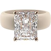 Rinfit Silicone Ring with Stone - Emerald Cut Cubic Zirconia Solitaire Engagement Ring for Women - Rubber Wedding Bands - Patented Design