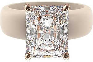 Rinfit Silicone Ring with Stone - Emerald Cut Cubic Zirconia Solitaire Engagement Ring for Women - Rubber Wedding Bands - Patent Pending Design