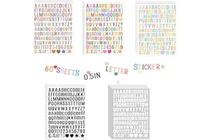 SACDRL 9280 Mini Letter Stickers 60 Sheets Alphabet Stickers 1/2 Inch Vinyl Self-Adhesive Number Alphabet Stickers, Mailbox Numbers Labels DIY Crafts Art Making, Decals for Sign,Notebook (Bold)