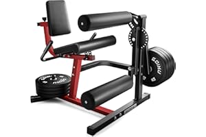GOIMU Leg Extension and Curl Machine, 4 in 1 Lower Body Workout Machine， Adjustable Leg Curl Machine with Plate Loaded, Leg Extension Machine with Exercise Bench, Home Gym Weight Machine