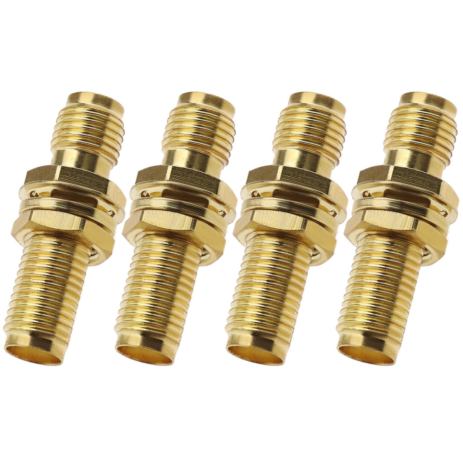ECSiNG 4pcs SMA Female to Female Barrel Adapter SMA Female Bulkhead Connector Antenna Jack Adapter Gold Plated for Wireless LAN Device SMA Coax Cable