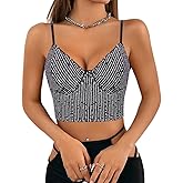 Vimoisa Women Reflective Metallic Tank Top Bustier Spaghetti Strap Crop Top Tight Sleeveless Tube Top Vest Blouse