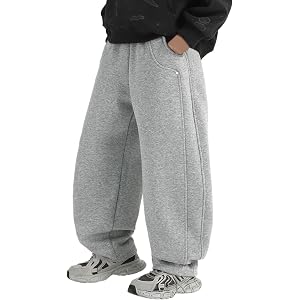 Boys Baggy Sweatpants Wide Leg Open Bottom Loose Fit Casual Pants with Pockets Y2K Streetwear Back to School Outfits 5-14Y