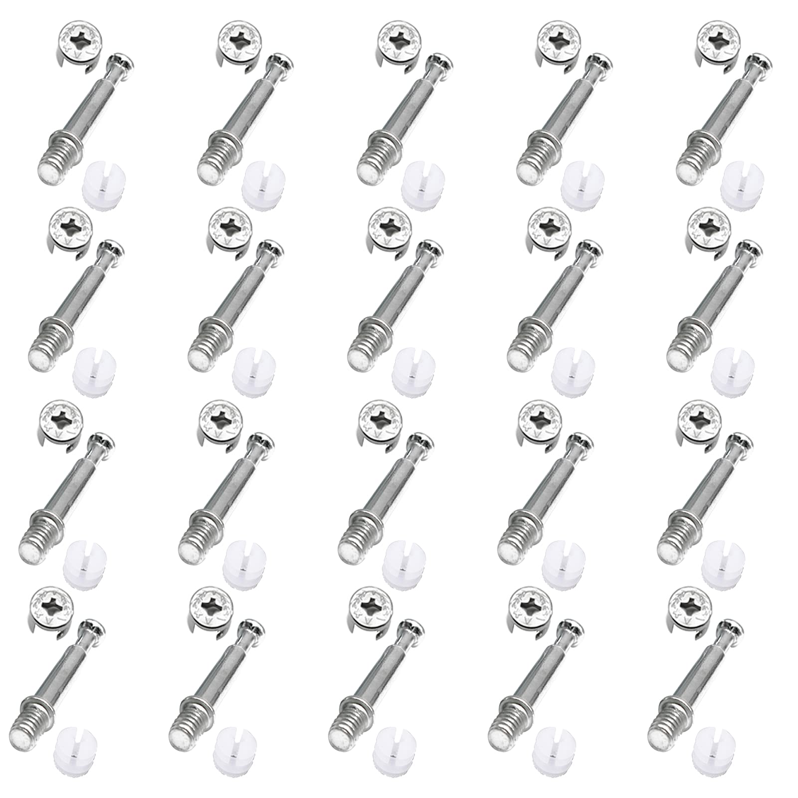 20 Sets Fixing Screw Eccentric Cam YUTOU 3-in-1 Furniture Connector Fixing Screw Furniture Hardware Fixing Screws Set Furniture Fixings Kit with Locking Cam Fitting, Dowel Bolts, Pre-Inserted Nut