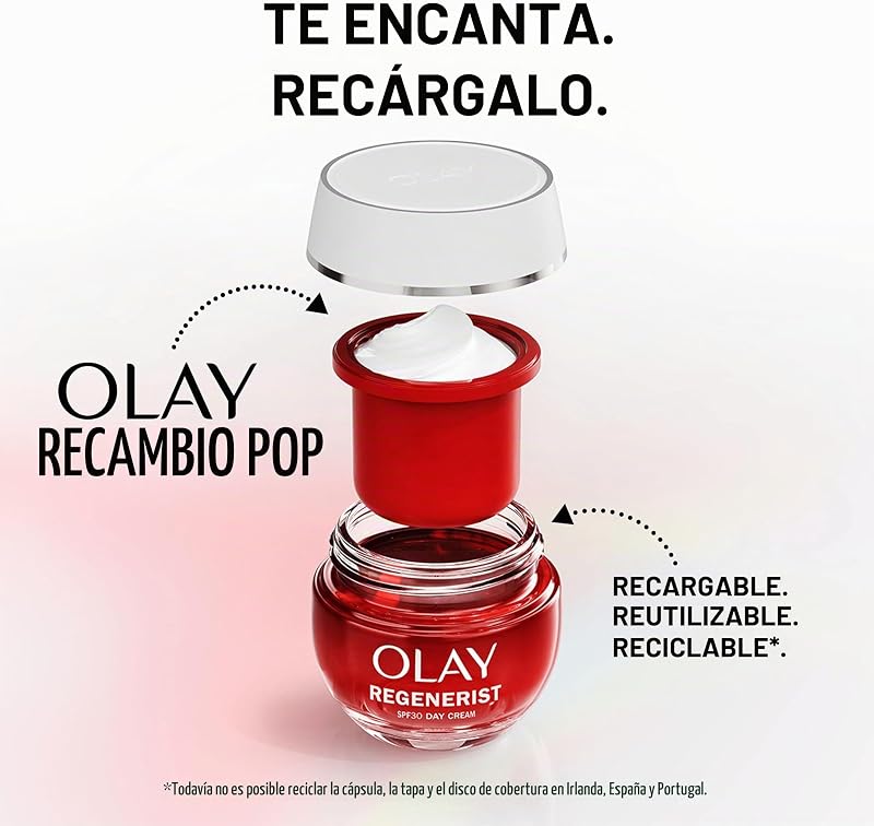 Regenerist Day Face Cream SPF 30 - Creme facial anti-rugas para mulheres com protetor solar, niacinamida e peptídeos para firmar, hidratar e renovar a pele, creme facial não oleoso, 50 ml