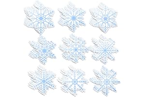 SMARSTICKER Snowflakes Cutouts 45 pcs Christmas Blue Snow Shape Die Cuts Pape Seasonal Winters Accents Name Tags for DIY Projects Craft Classroom Bulletin Board Decor
