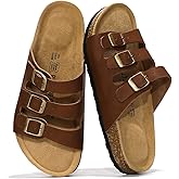Project Cloud 100% Genuine Leather Summer Sandals for Women 2026 - Memory Foam & Cork Footbed Beach Vacation Essentials Womens Sandals Comfortable Lightweight Slides for Women Footwear (Capri)