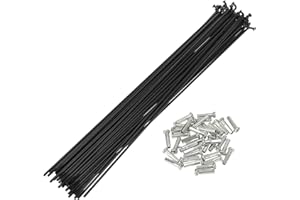 INFINAUTO 14G J Bend Bicycle Spokes 14G 220mm Length Bike Wheel Spokes with Nipple for MTB Wheel Spokes Black 45 Steel 36 Set