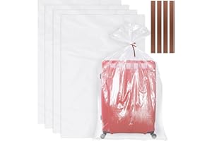 NIUBIER 4 Pack Large Clear Plastic Bags, 40" x 60" Moistureproof Dustproof Large Storage Bags, Reusable Giant Extra Luggage Storage Bags for Luggage, Suitcase,Furniture, Chair, Kids Bike (Include 4 Ties)
