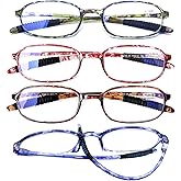 AQWANO 4 Pack Computer Reading Glasses Blue Light Blocking Lightweight TR90 Flexible Frame UV Protection Readers for Women Men +1.0