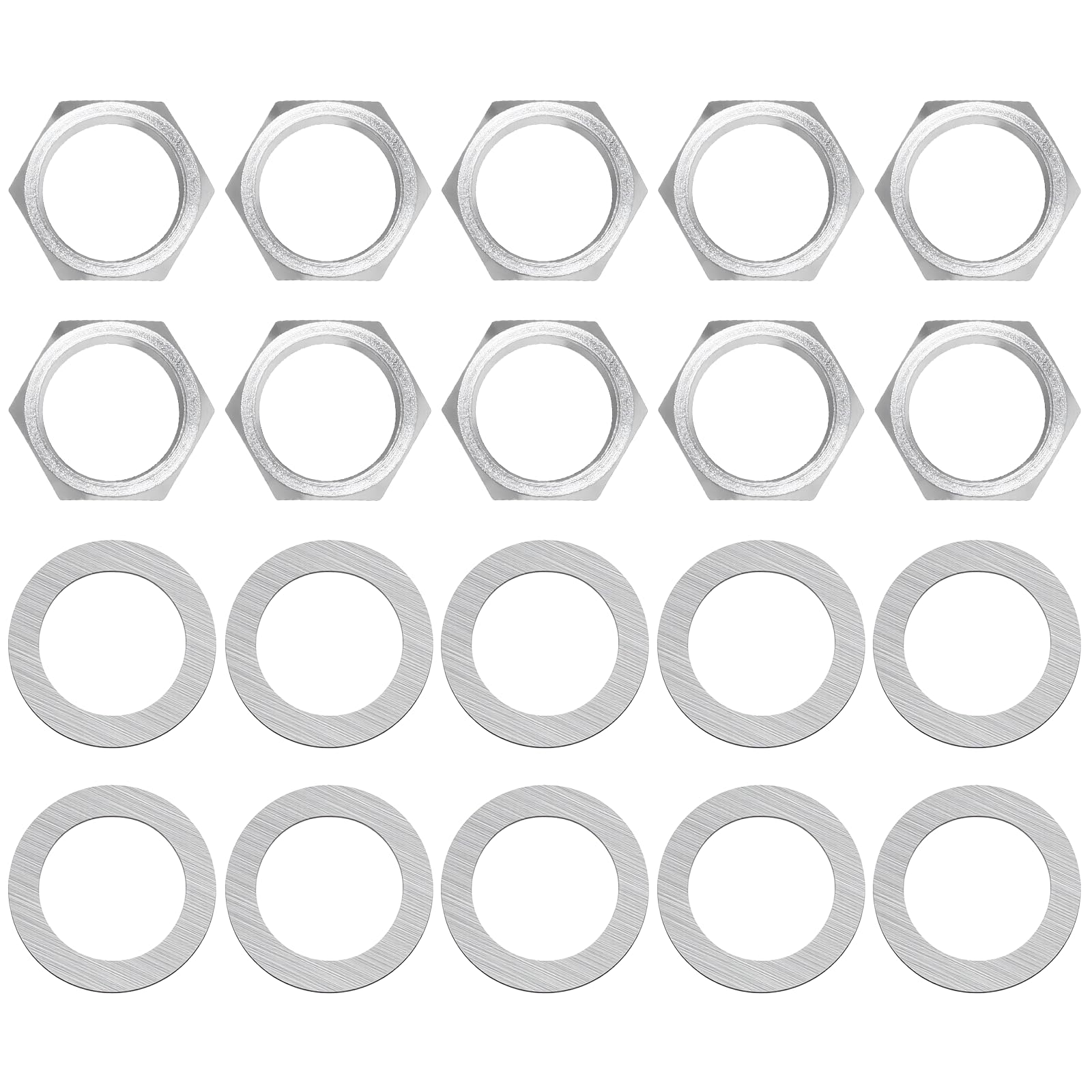 View 1 of 20 Pcs Guitar Nuts and Washers 3/8" Guitar Jack Nut and Washer Jack Socket Nut with Washer Guitars Input Output Jacks Socket Nuts and Washers for Electric Guitars Bass All Types Sockets(Silver)