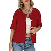 shermie Women's Button Down Y2k Cropped Cardigan Top Summer Lightweight Cable Knit Sweater Top