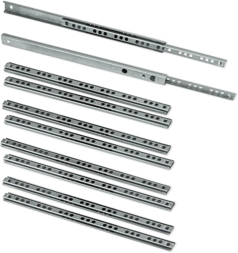 Emuca Set of 5 Pairs 10 Ball Slides 17mm x 278mm Zinc Drawer Sliders