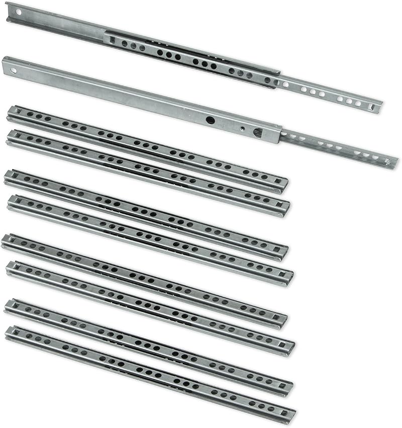 Emuca Set of 5 Pairs 10 Ball Slides 17mm x 278mm Zinc Drawer Sliders