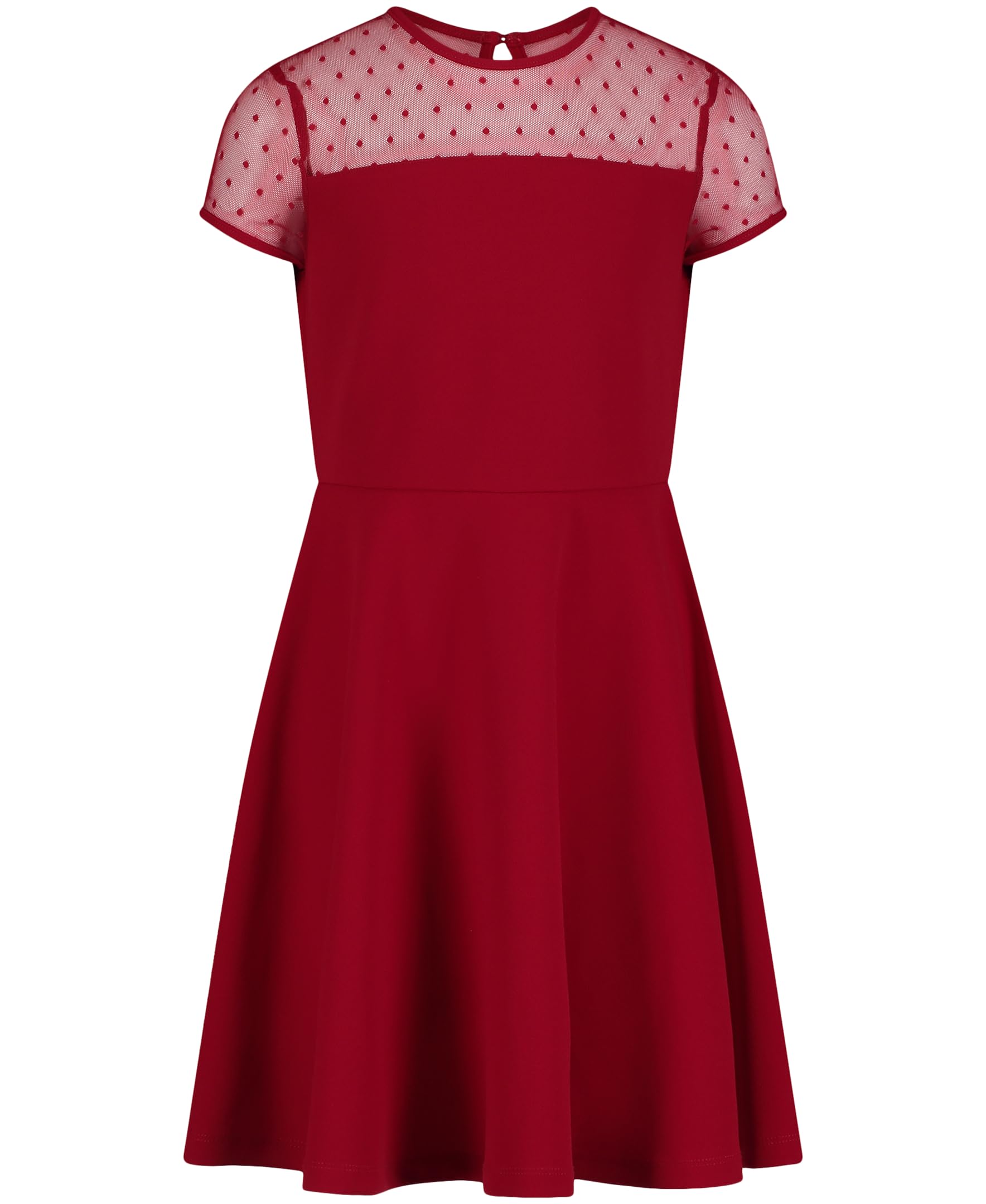 Calvin Klein Jeans Girls' Sleeveless Party Dress, Fit and Flare Silhouette, Round Neckline & Back Zip Closure, Cherry Dot, 16 Image