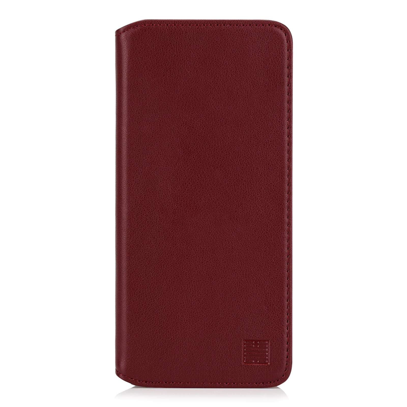 32nd Classic Series 2.0 - Real Leather Book Wallet Flip Case Cover For Motorola Moto G8 Plus, Real Leather Design With Card Slot, Magnetic Closure and Built In Stand - Burgundy