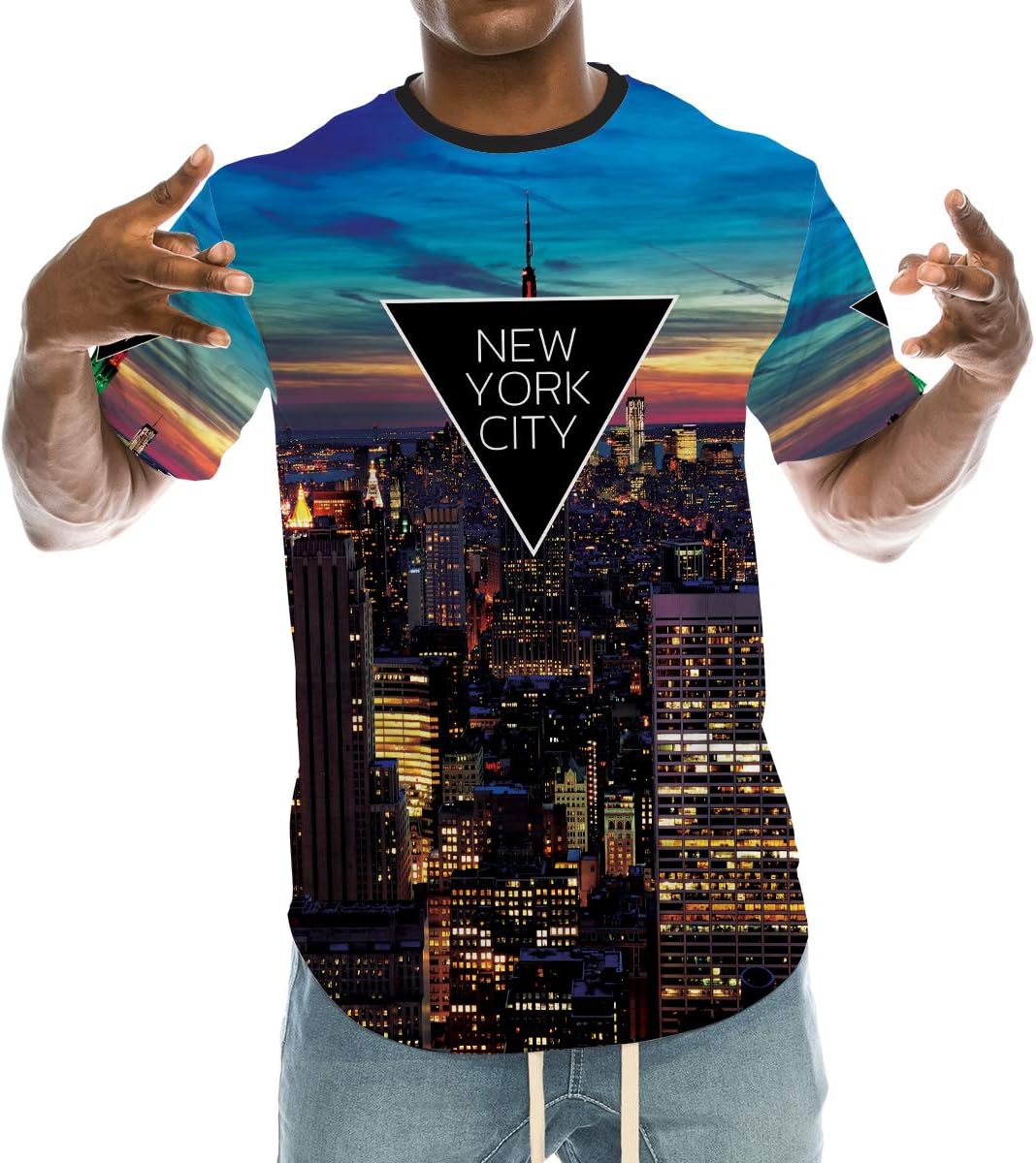 UrbanMax Mens Streetwear Hipster New York Brooklyn Printed Longline T-Shirts