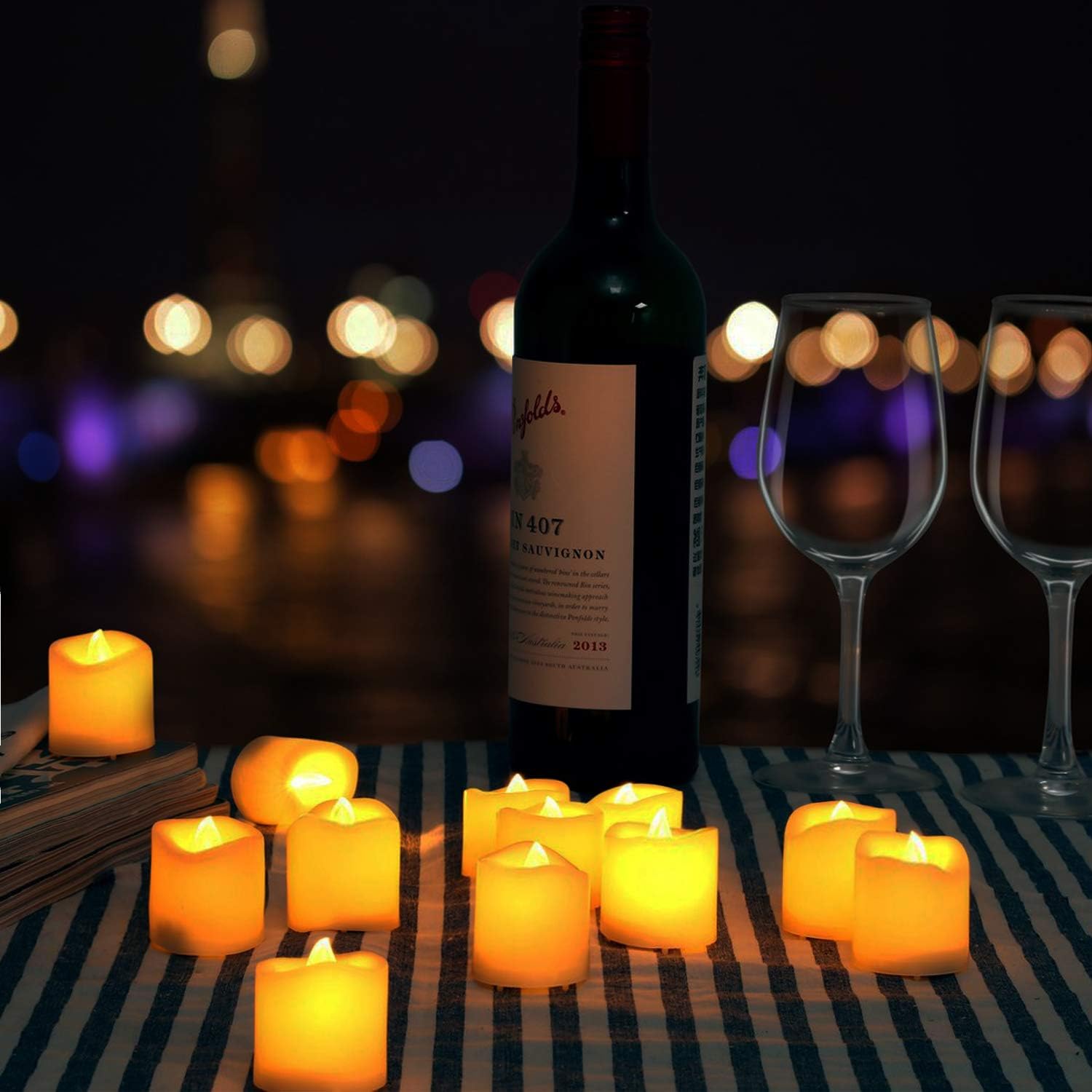 NOVELTY PLACE Flameless LED Votive Candles Longest Lasting Battery Operated Flickering LED Tealight Candle for Wedding Party and Holiday (Pack of 12) - Image 5