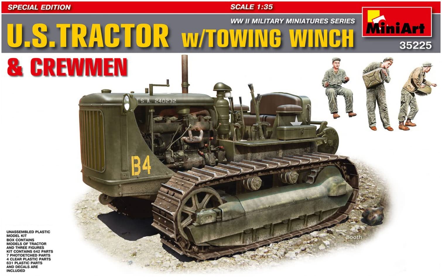 Miniart 35225 – Model Kit U.S. Tractor Towing Winch and crewmen Special Edition