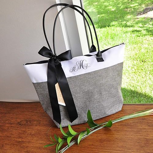 monogrammed tote bags with zipper