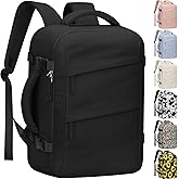 Tenot Travel Backpack for Women Men Carry on Flight Approved Lightweight 15.6 Inch Laptop Backpack Duffle College Business Work Weekender Hiking Travel Essentials Suitcase Backpack Black