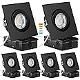 KnLnny Ware Square Black Led Gimbal Lights 6 Pack, Recessed Ceiling Light with Junction Box,5CCT Selectable,9W 750LM,Dimmable Slim LED Downlight, ETL Listed