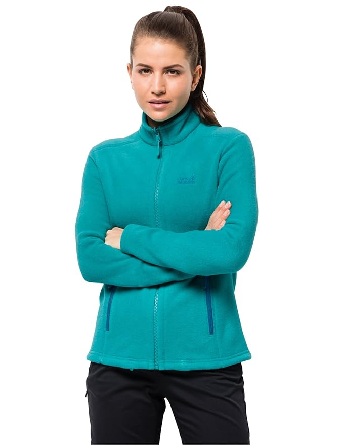 Jack Wolfskin W Moonrise JKT, Damen Jacke aus robustem & recyceltem Fleece, Outdoor Jacke für Damen mit kurzem Systemreißvers