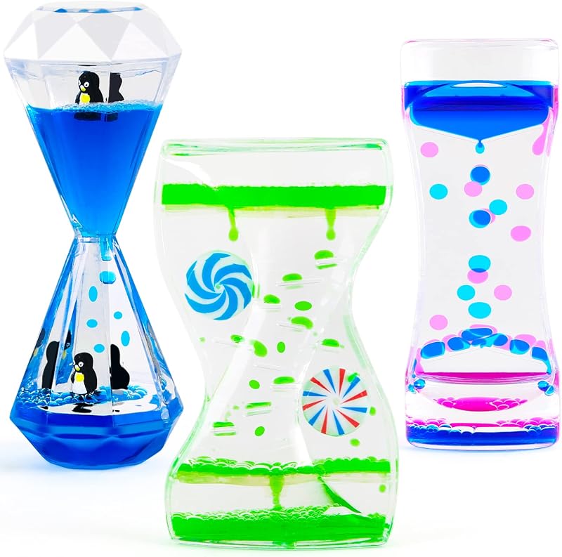 DINORUN Sensory Liquid Timer Set of 3 Relaxation Lamps for Autism Stress Relief
