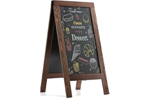DAHAPYBOO Sandwich Board 20"x40" Solid Pine Wood Rustic Brown, Chalk Sign, Outdoor A-Frame Chalkboard Easel, Menu Sign