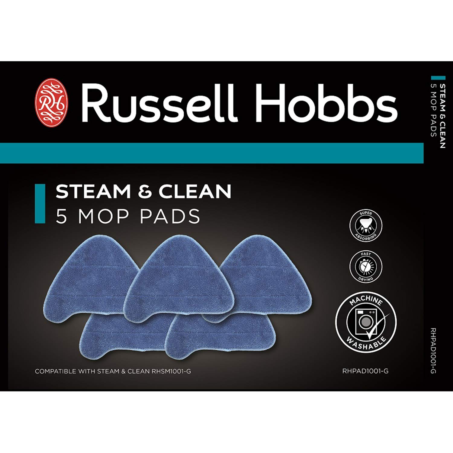 Russell Hobbs Replacement Steam Mop Pads for RHSM1001-G Steam & Clean Mop, Pack of 5, RHPAD1001-G