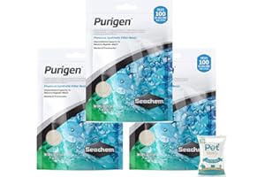 Pet Faves Seachem Purigen Organic Ultimate Filtration Resin 100ml (3 Pack) - Aquarium Fish Tank Filter Media for Freshwater & Saltwater with 10ct pet wipes