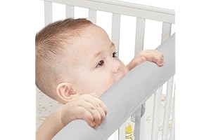 BUOYDAS 3 in 1 Crib Rail Covers Mesh Corner Edge Strip,3 PC Covers Protector for Boys Girls(2025,breathble Type) (Gray-breathble)