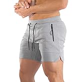 PIDOGYM Men's 5" Gym Workout Shorts,Fitted Jogging Short Pants for Bodybuilding Running Training with Zipper Pockets