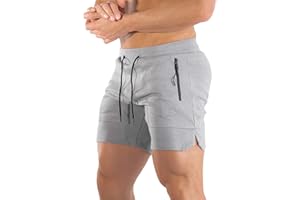 PIDOGYM Men's 5" Gym Workout Shorts,Fitted Jogging Short Pants for Bodybuilding Running Training with Zipper Pockets