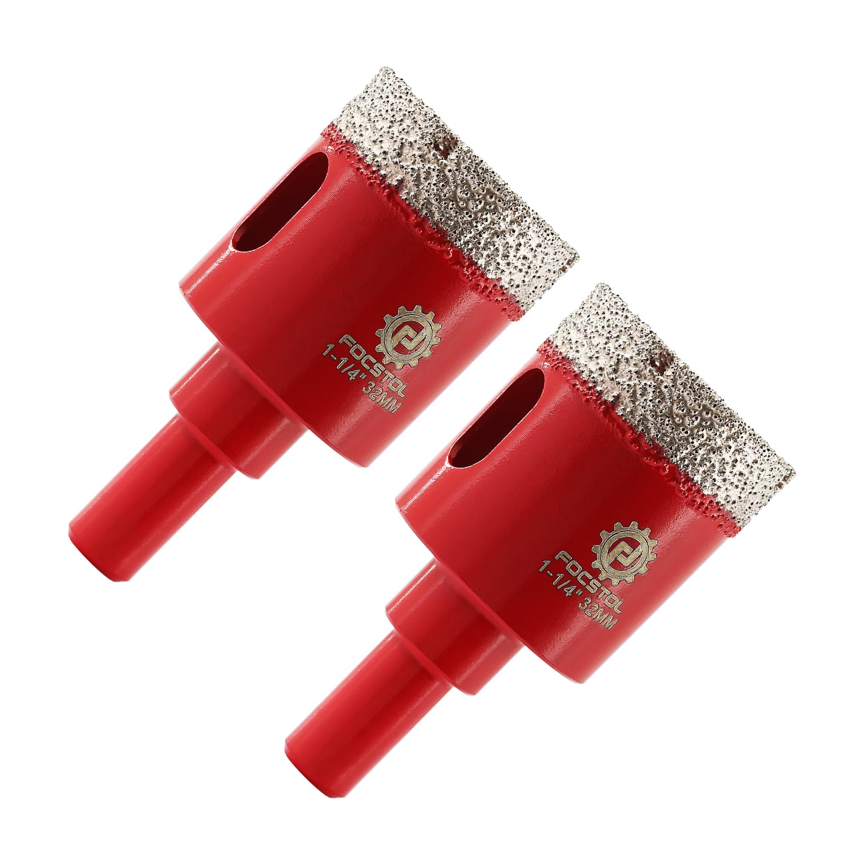 FOCSTOL Diamond Core Drill Bit - 2pcs 32mm Diamond Hole Saw with Round Shank for Porcelain Tile Ceramic Marble Granite
