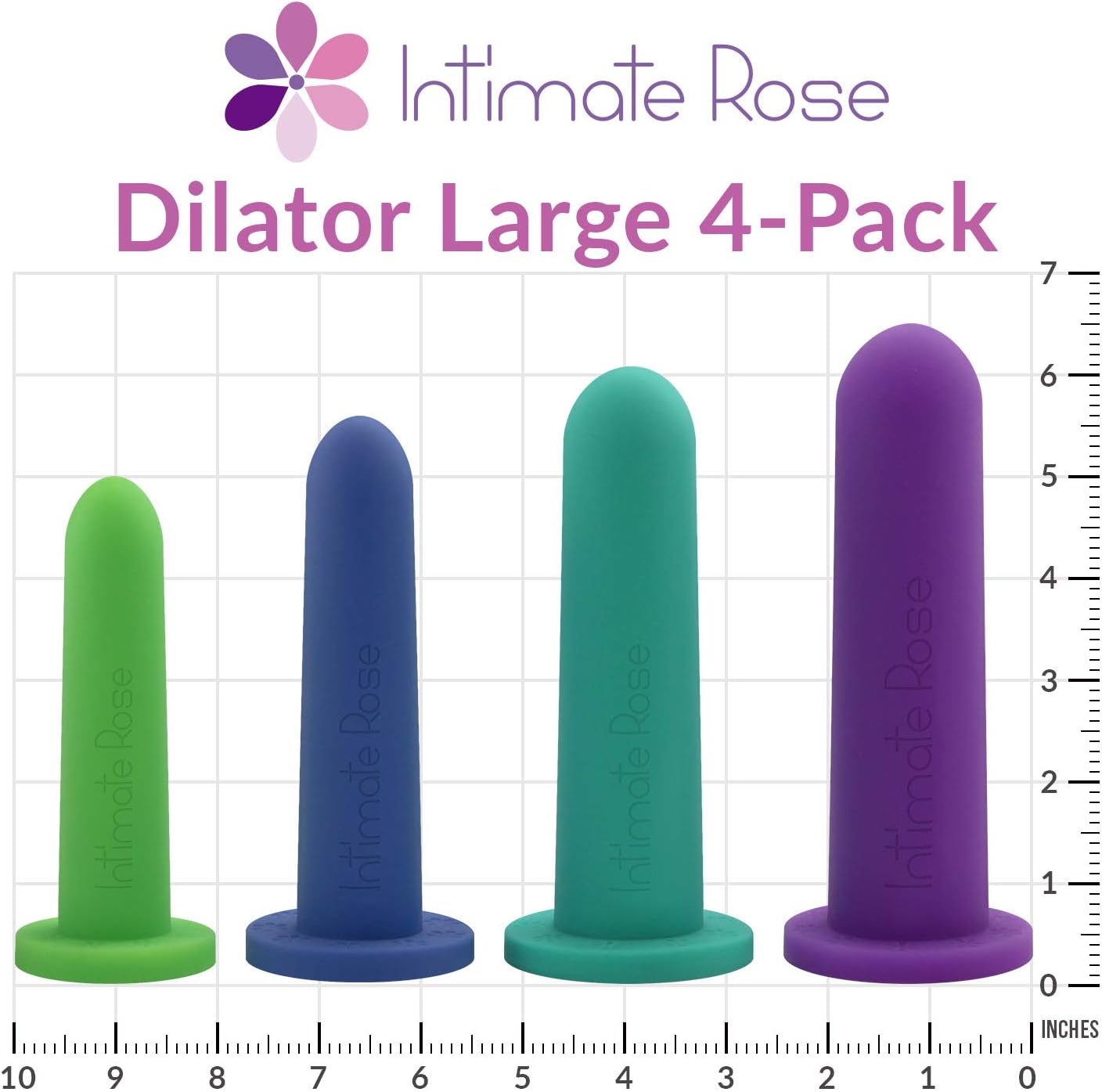 Intimate Rose Large 4-Pack Silicone Dilators for Women & Men, Sizes 5-8, Multicolor, Large Pack - Image 3