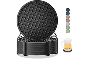 ButterMelt Coasters for Drinks, Silicone Coasters Set of 8 with Metal Holder, Outdoor Coaster for Coffee Table, Non-Slip Rubb