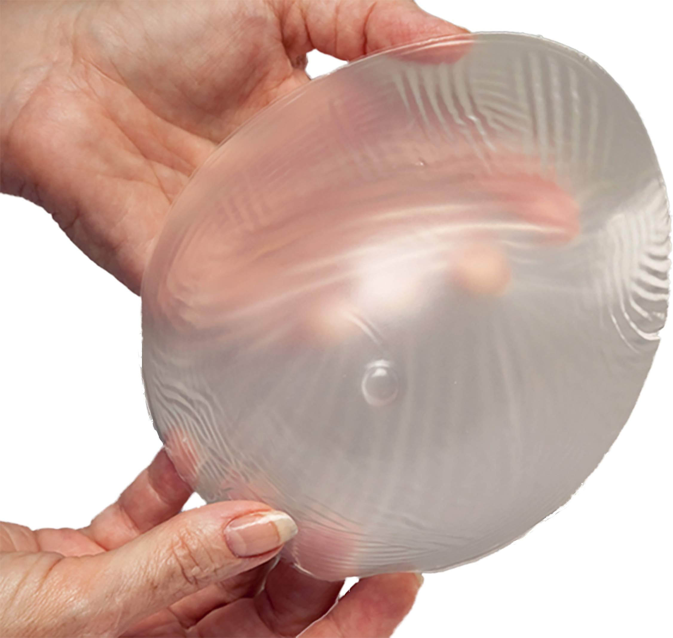 Nearly Me - #320 Semi-Round Oval Silicone Mastectomy Swim/Athletic Breast Form, Clear Transparent